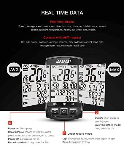 GPS Bike Computer Wireless Cycling Computer with ANT+ Speedometer and Mount W567