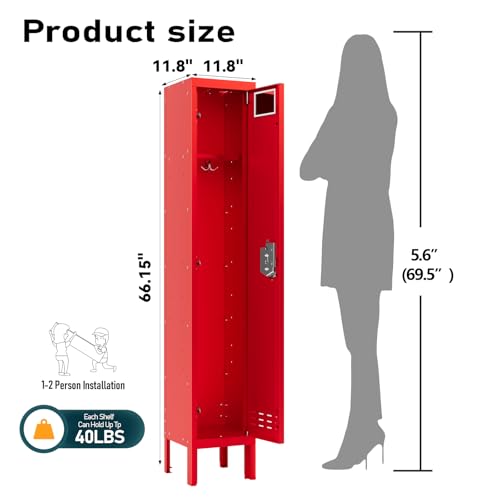 5-Door Steel Storage Locker with Hooks and Card Slots M92401