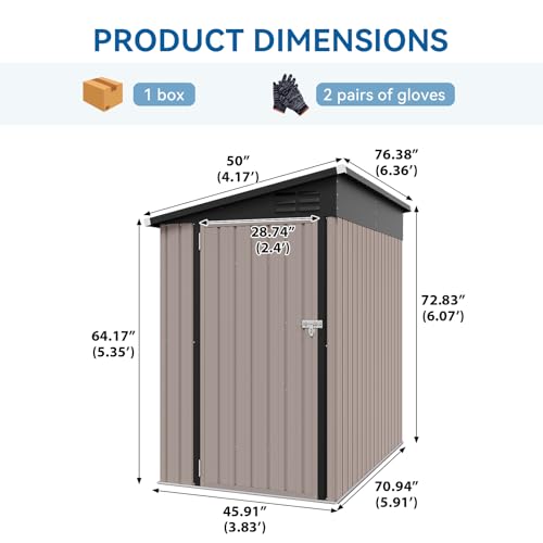 Galvanized Steel Storage Shed with Triple Doors, Weatherproof Outdoor Utility Shed P600721