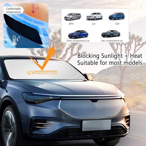 Car Sun Shade Windshield with Opening, Foldable Blocker for Most Cars SUVs Trucks U129618