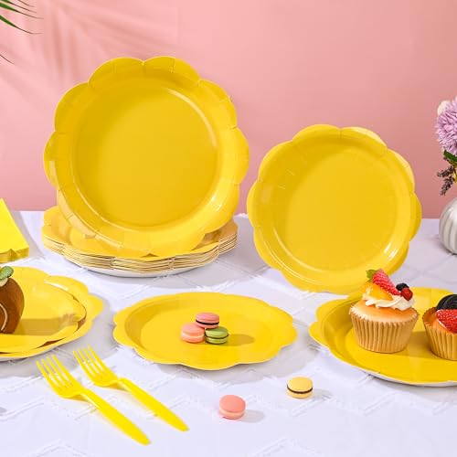 Ivory Paper Plates and Napkins Set for 50 Guests, Disposable Tableware with Utensils M509