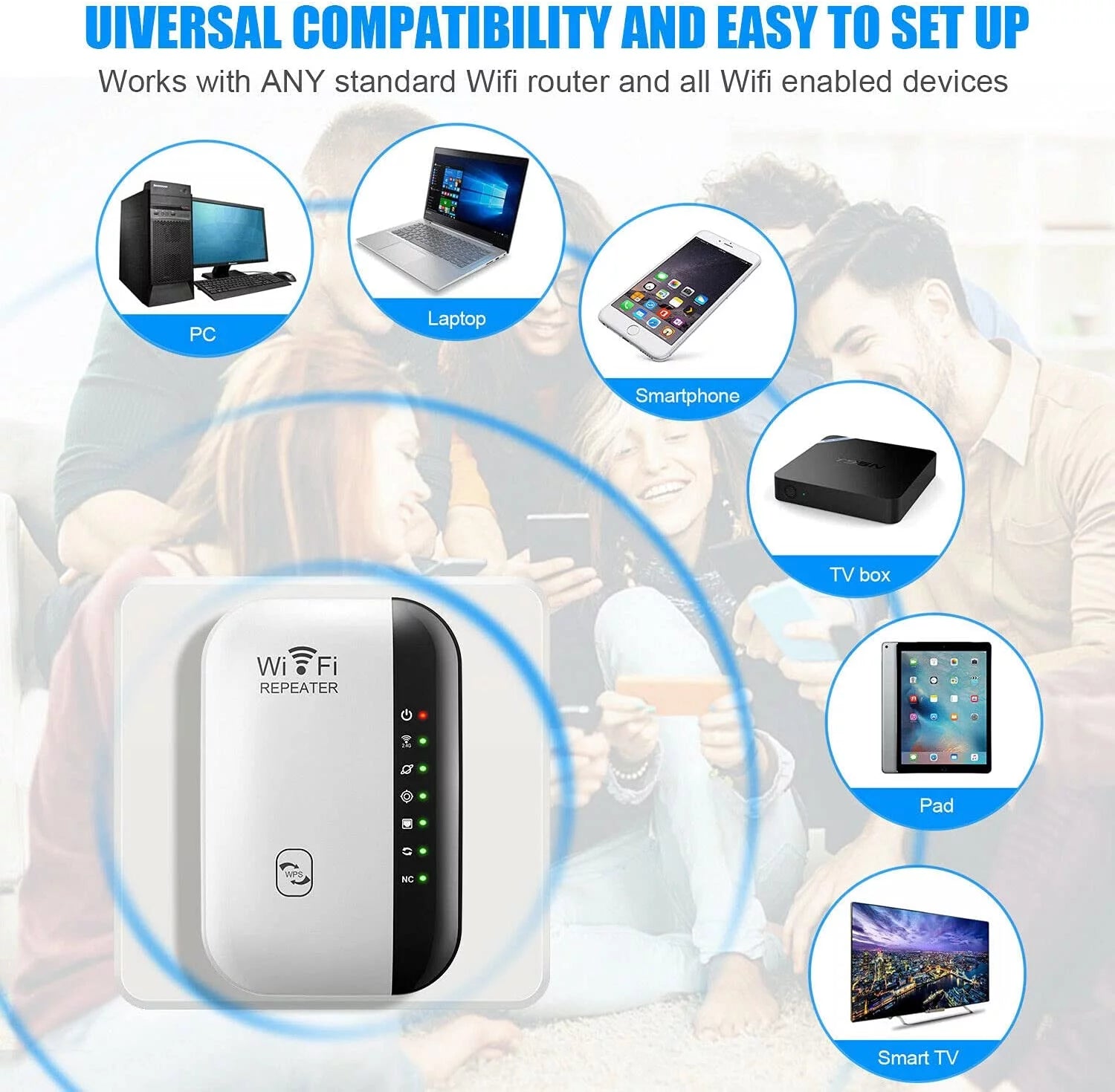 WiFi Extender with Ethernet Port, Covers 3000 Sq.ft J826777