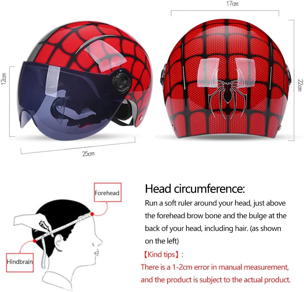 Kids Motorcycle Half Helmet with Visor, Lightweight Retro Scooter Helmet N53860