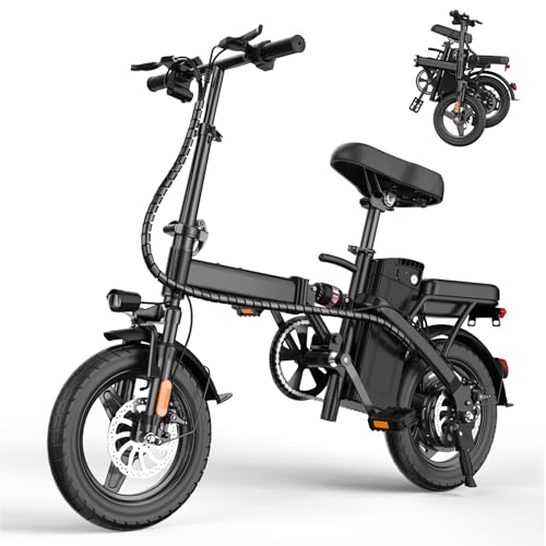 E14 E Bike Electric Bike for Adults 500W Motor, Folding Ebike 14" Adults Electric Bicycles, 48V 10Ah Removable Battery UL 2849 Certified, 30 Miles PAS Range, Mini E Bikes for Teens (E14 Black)