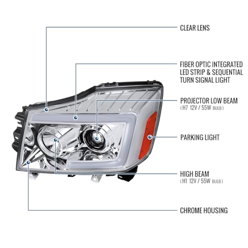 Projector Headlights with LED Sequential Turn Signals for Nissan Armada Titan F85769