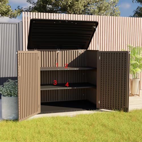Horizontal Outdoor Storage Shed, 47 Cu.ft Resin Waterproof Cabinet for Garden Patio Backyards F5157