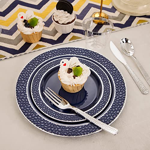 350PCS Clear Plastic Plates with Gold Trim for 50 Guests, Disposable Dinnerware Set O686017