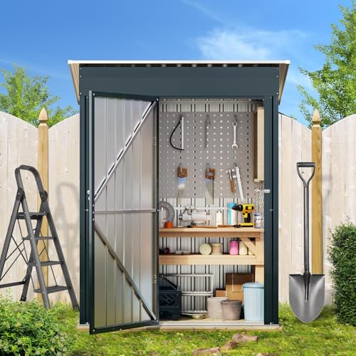 Outdoor Steel Storage Shed with Lockable Doors and Window L987864