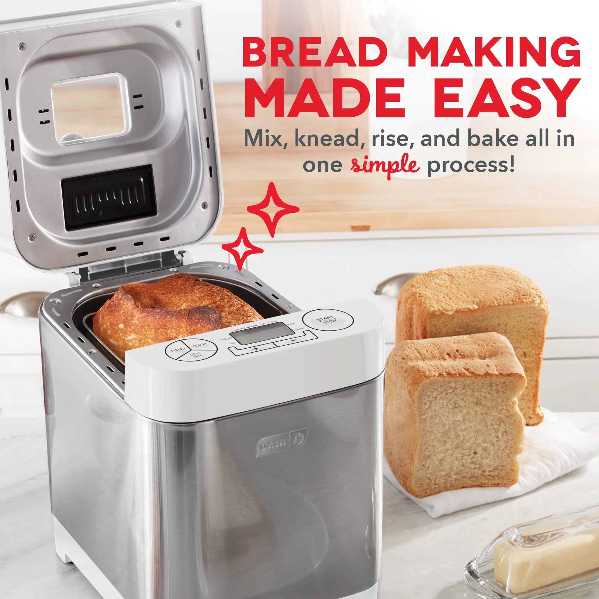 Stainless Steel Bread Maker, 1.5lb Loaf, 12 Settings A945630