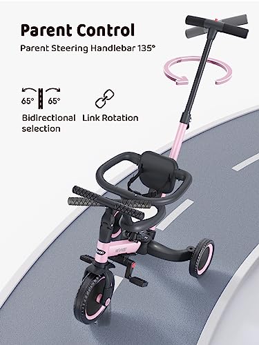 Toddler Bike with Backrest and Safety Belt, Tricycle for 1-3 Year Olds H87008