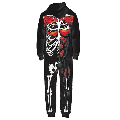 Adult Onesie Hooded One-Piece Pajama Zipper Jumpsuit for Men and Women I930