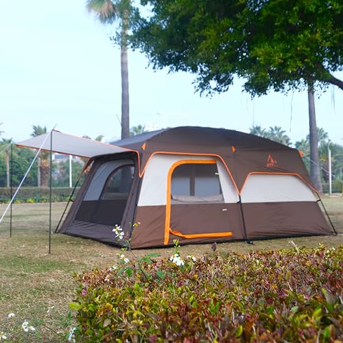 Extra Large Family Cabin Tent for Camping, 2 Rooms, 3 Doors, Waterproof E6603