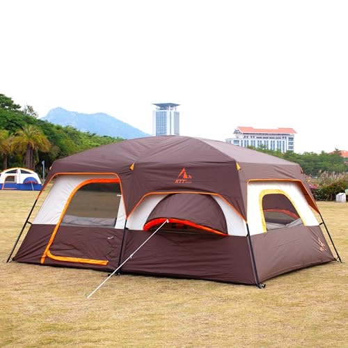 Extra Large Family Cabin Tent 2 Rooms 3 Doors 3 Windows Waterproof for Camping H460