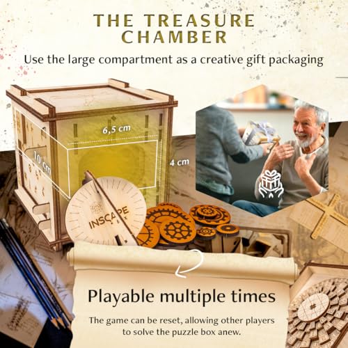 Da Vinci's Marvel Puzzle Box - Escape Room Game for Adults - Wooden Cluebox with Hidden Compartments D706