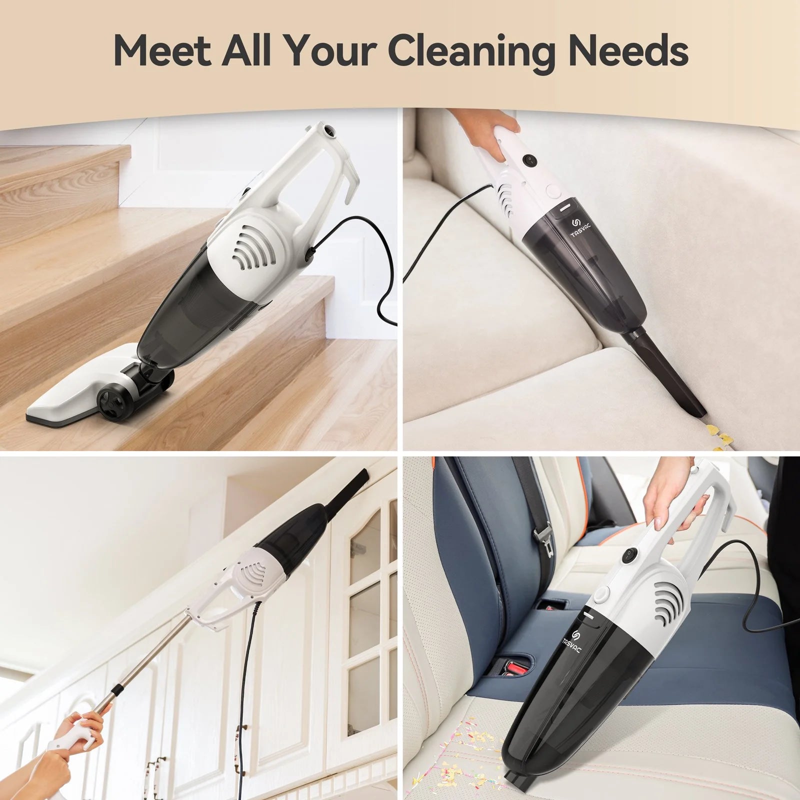 Corded Stick Vacuum Cleaner 18kPa Lightweight 3-in-1 for Hardwood Floor Pet Hair E955