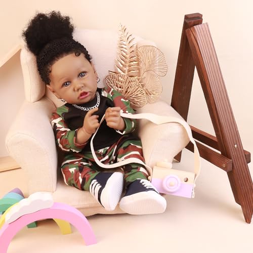 22.8 Inch Realistic African American Baby Doll with Soft Body K201