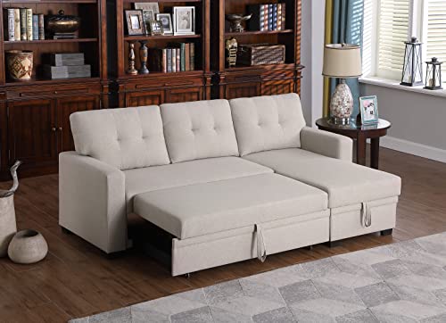 4-in-1 Convertible L Shaped Couch with Pull Out Bed and Storage Z983