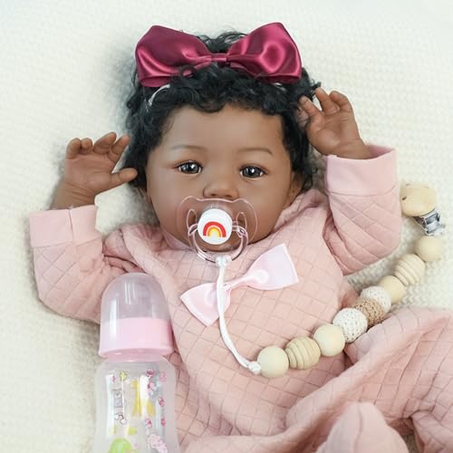 18-Inch Realistic African American Newborn Baby Doll with Soft Weighted Body Y11968
