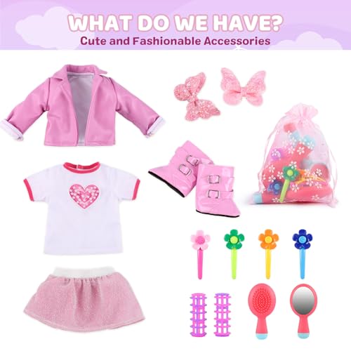 Lifelike Reborn Baby Doll 20 Inch Brown Hair Girl with Clothes and Toy Accessories H822