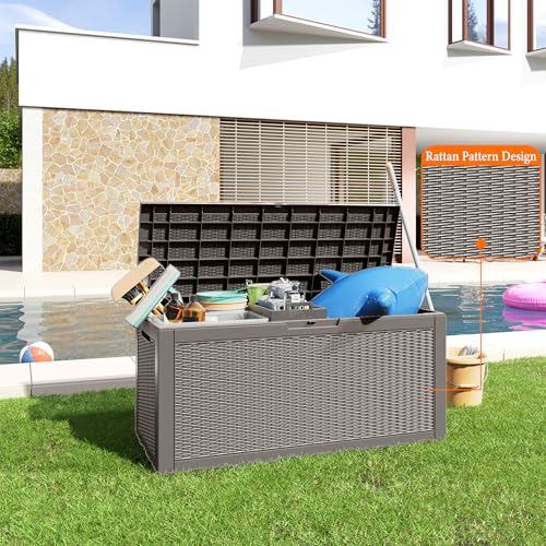 100 Gallon Resin Deck Box, Lockable Patio Outdoor Storage, Waterproof - Black F75230