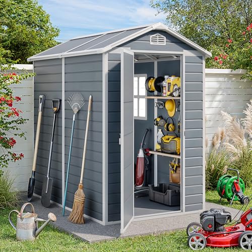 Outdoor Storage Shed with Floor, Lockable Doors, Window, Vents, Steel Frame U71245