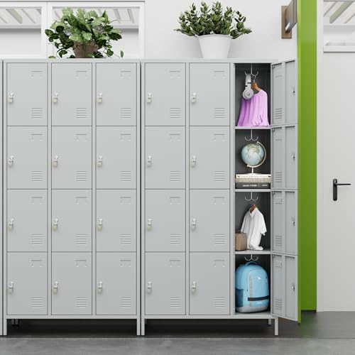 6 Door Metal Storage Locker with 18 Hooks, Black & Dark Grey K6611