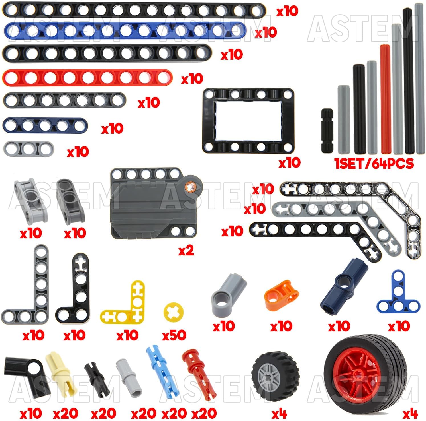 Technic EV3 Replacement Building Block Parts with Bricks, Bushes, and Pins G43502