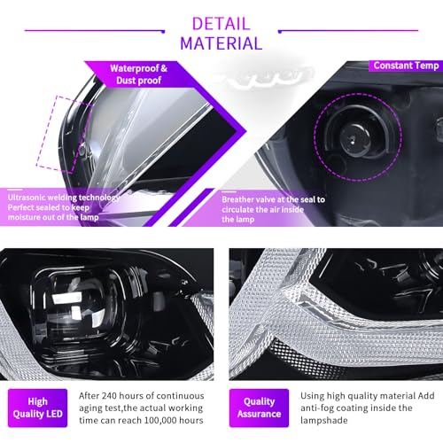 LED Headlights for Honda Civic Sedan 2006-2011, Projector Headlamp Assembly with Sequential Turn Signal, Pair J2961