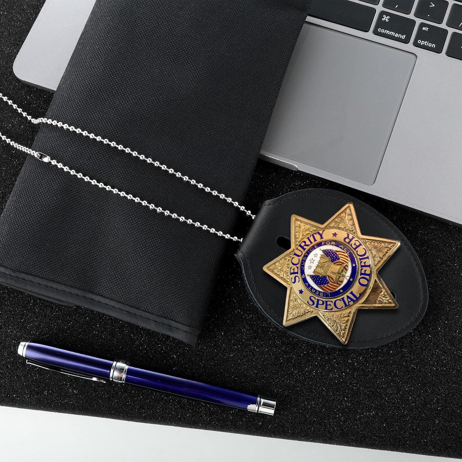 Badge Holder with Belt Clip, Metal Clip and Chain Included Z27121