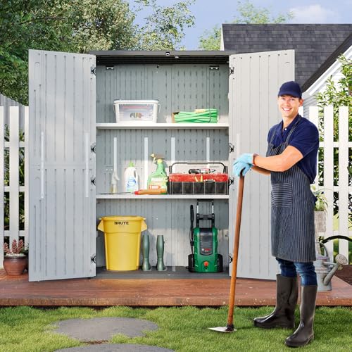 Outdoor Storage Shed with Floor, Waterproof Vertical Cabinet I260366