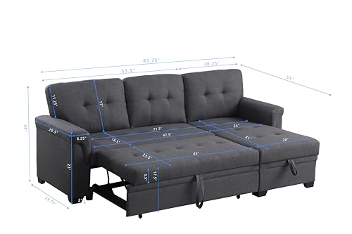 4-in-1 Convertible L Shaped Couch with Pull Out Bed and Storage Z983