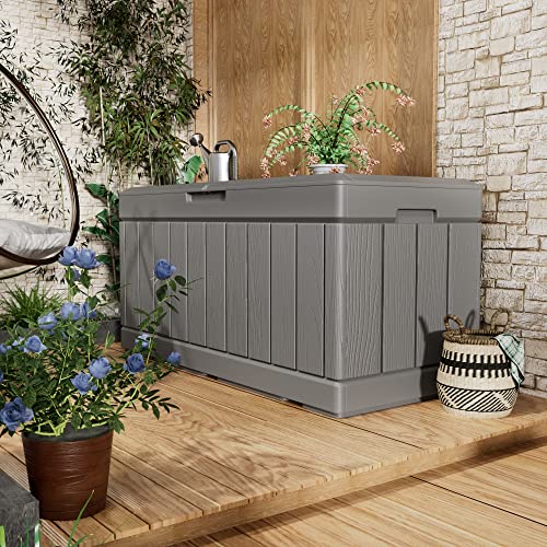 31 Gallon Outdoor Deck Box for Patio Furniture and Garden Tools W716487