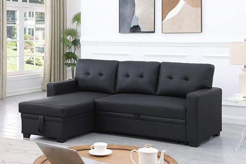 4-in-1 Convertible L Shaped Couch with Pull Out Bed and Storage Z983