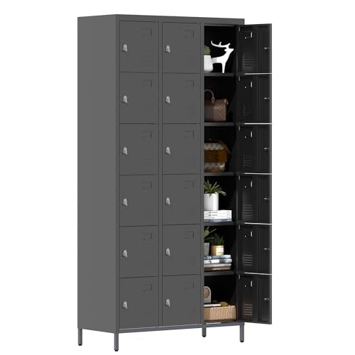 3-Door Steel Storage Locker with Shelves and Hooks I822961