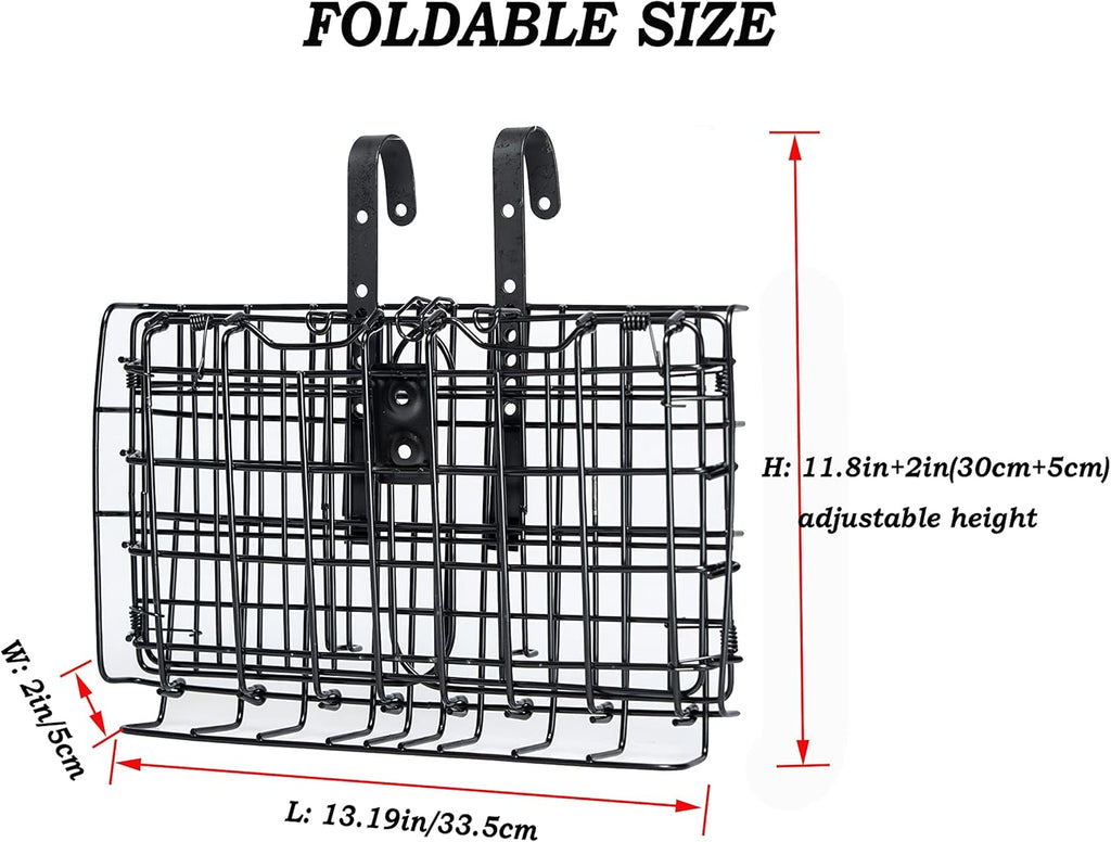 Folding Front Bicycle Basket Steel Black E946