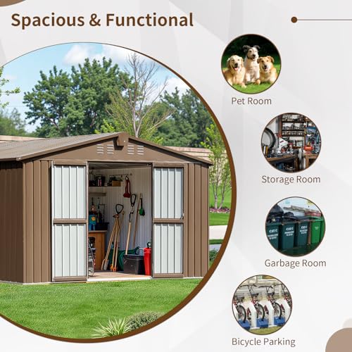 Resin Outdoor Storage Shed with Floor and Window, Lockable Small Tool Shed for Garden Patio Backyard, Light Gray V985