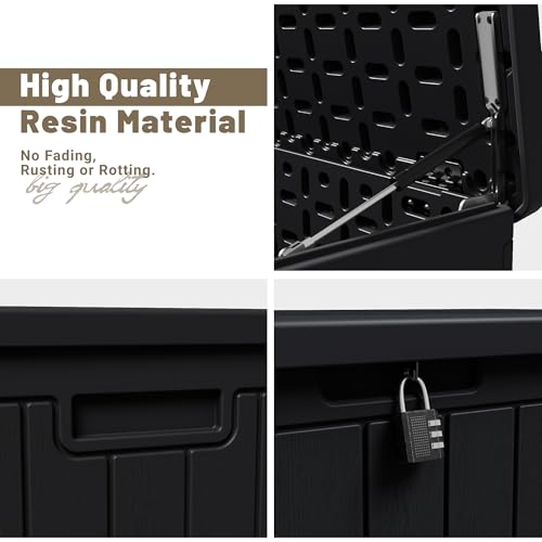 31 Gallon Resin Deck Box Waterproof Indoor Outdoor Storage for Patio Cushions and Garden Tools L90121
