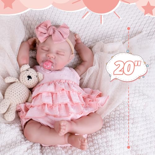 Reborn Baby Doll Girl 20" Realistic Sleeping Newborn with Feeding & Outfit Set F6590