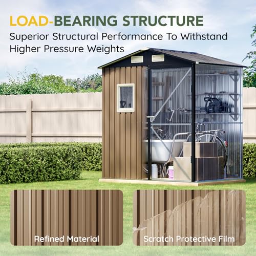 Outdoor Steel Storage Shed with Lockable Doors and Window L987864