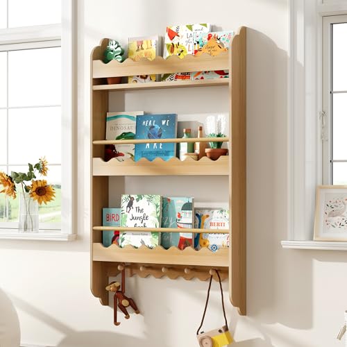 Wall Mounted 3-Tier Kids Bookshelf with Toy Storage Q74129