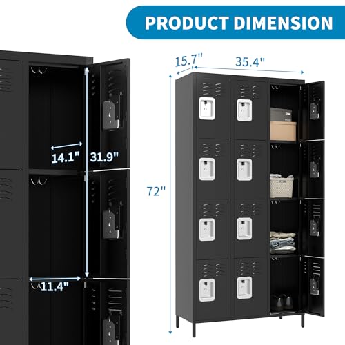 Steel Lockers for Employees, Lockable Storage Cabinet with Assembly X270