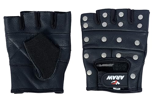 Fingerless Leather Gloves for Men and Women, Fitness and Motorcycle W6492