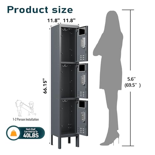 5-Door Steel Storage Locker with Hooks and Card Slots M92401