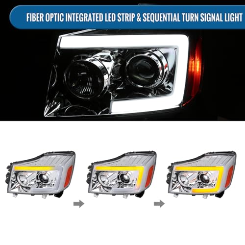 Projector Headlights with LED Sequential Turn Signals for Nissan Armada Titan F85769