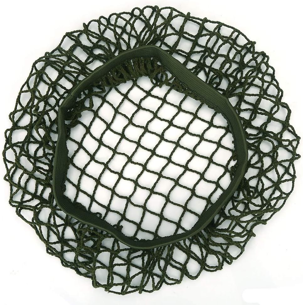 Pissente Green Helmet Net, Army Helmet Nylon Helmet Net Army Green Elastic Band Design Camouflage Net Nylon Net for M1 M35 M88, MK1, MK2 Helmet