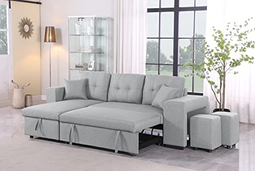 4-in-1 Convertible L Shaped Couch with Pull Out Bed and Storage Z983