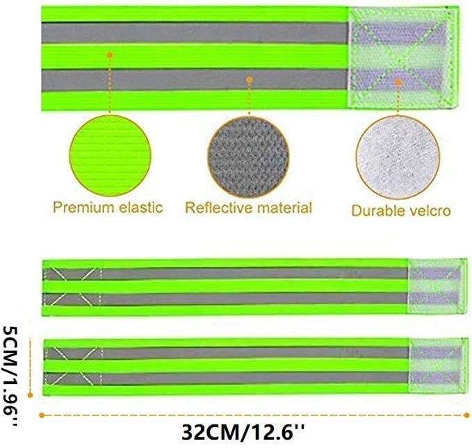 Reflective Bands for Wrist Arm Ankle Leg Adjustable Elastic for Night Walking Cycling Running Z71885