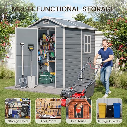 Outdoor Storage Shed with Floor, Lockable Doors, Window, Vents, Steel Frame U71245