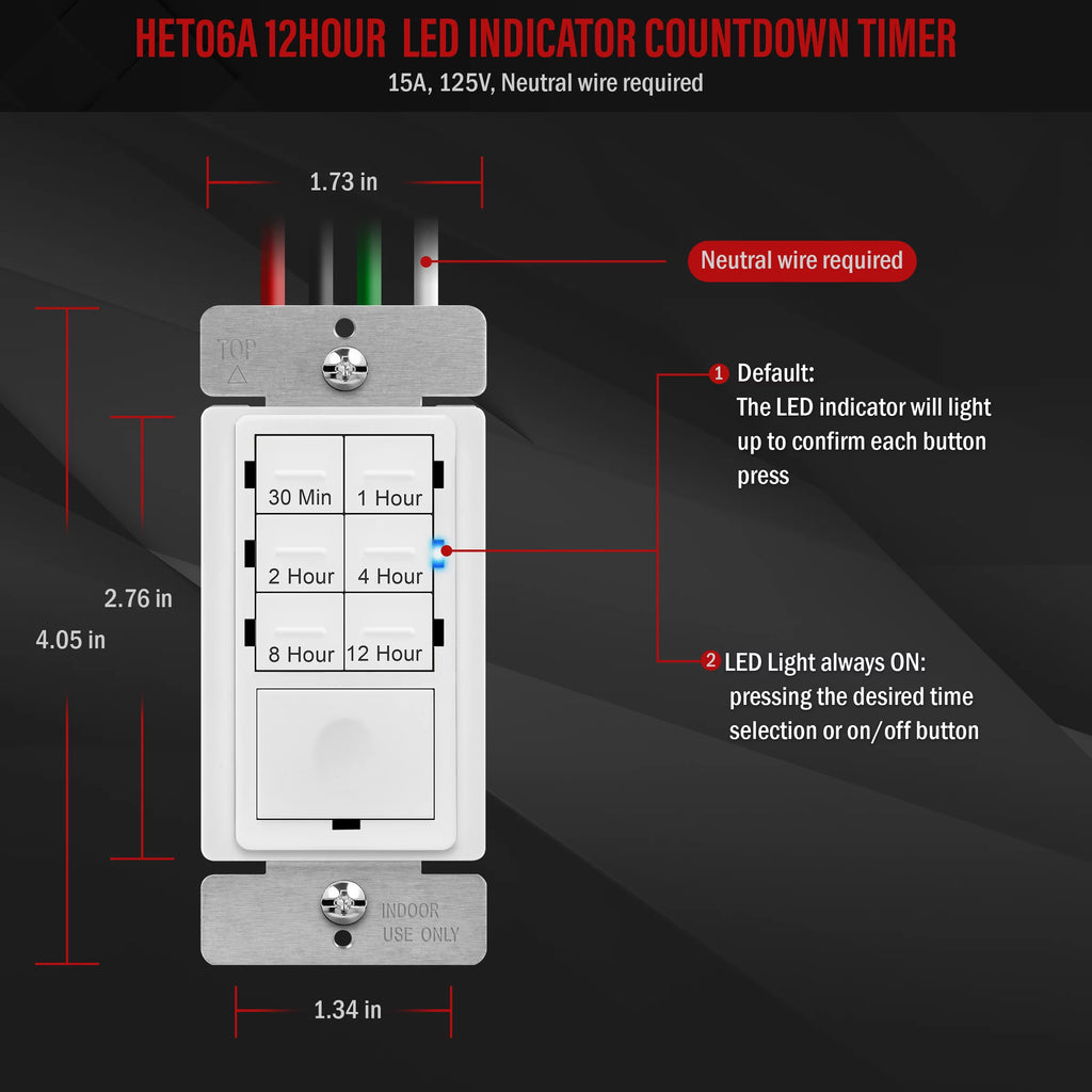 12 Hour Timer Switch for Fan Motor and Lights, Single Pole, White R35602