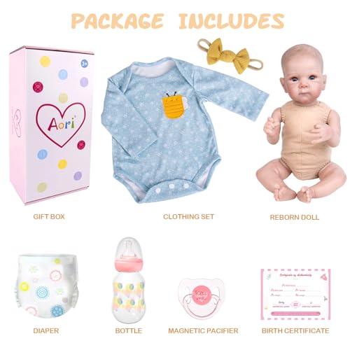 20 Inch Realistic Handmade Newborn Baby Doll with Blue Eyes, Weighted Cuddle Doll Q882284